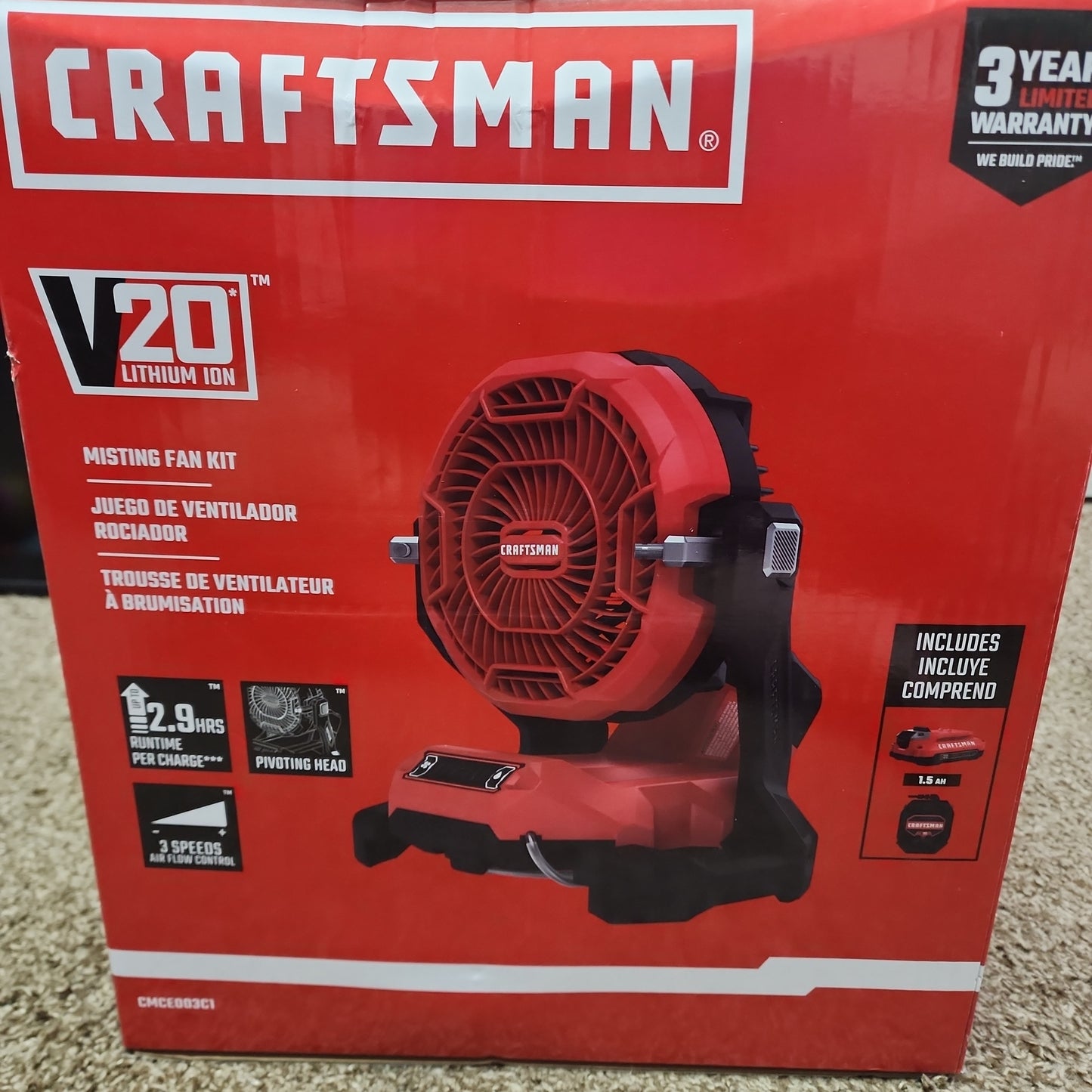 Craftsman V20 Misting Fan